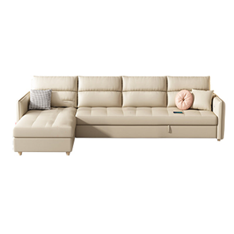 33"H Scandinavian Sofa Bed White Cushion Back Sleeper Sofa with Storage Left Clearhalo 'furn' 'furn_futons' 'Furniture' 'Futons & Daybeds' 'Futons' 'Living Room Furniture' 6811770