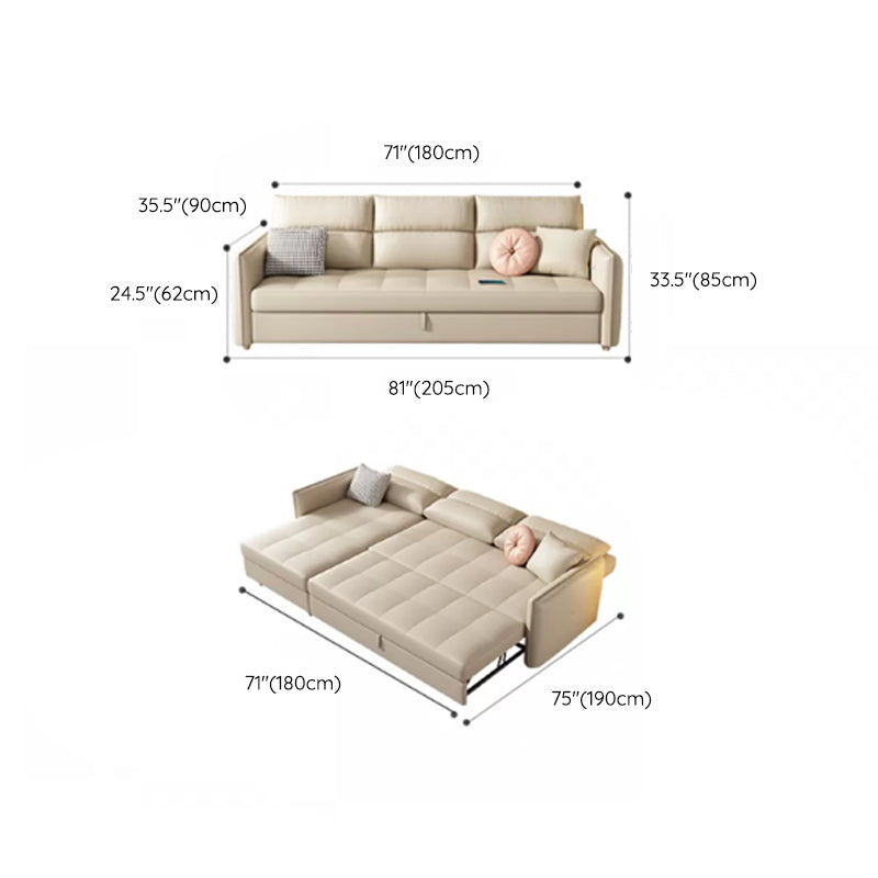 33"H Scandinavian Sofa Bed White Cushion Back Sleeper Sofa with Storage Clearhalo 'furn' 'furn_futons' 'Furniture' 'Futons & Daybeds' 'Futons' 'Living Room Furniture' 6811778