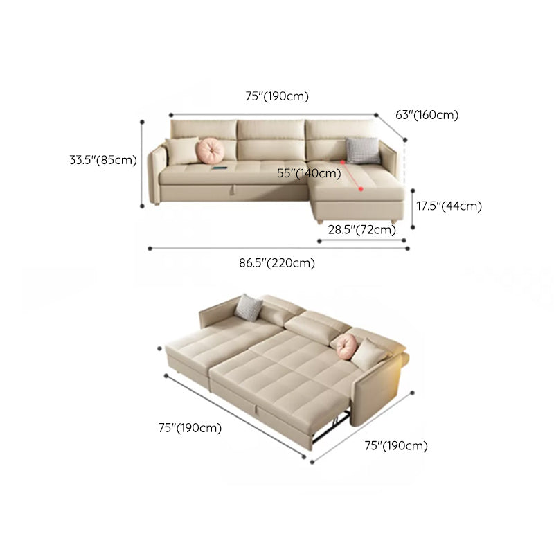 33"H Scandinavian Sofa Bed White Cushion Back Sleeper Sofa with Storage Clearhalo 'furn' 'furn_futons' 'Furniture' 'Futons & Daybeds' 'Futons' 'Living Room Furniture' 6811780