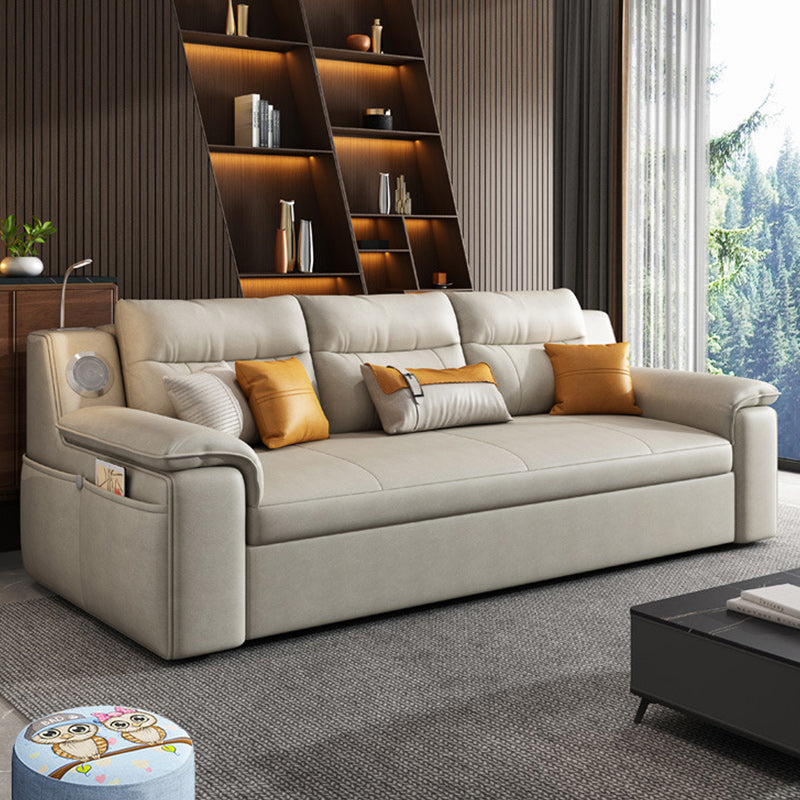 32"W Scandinavian Futon Sofa Bed Leather White Futon Sleeper Sofa Clearhalo 'furn' 'furn_futons' 'Furniture' 'Futons & Daybeds' 'Futons' 'Living Room Furniture' 6811783