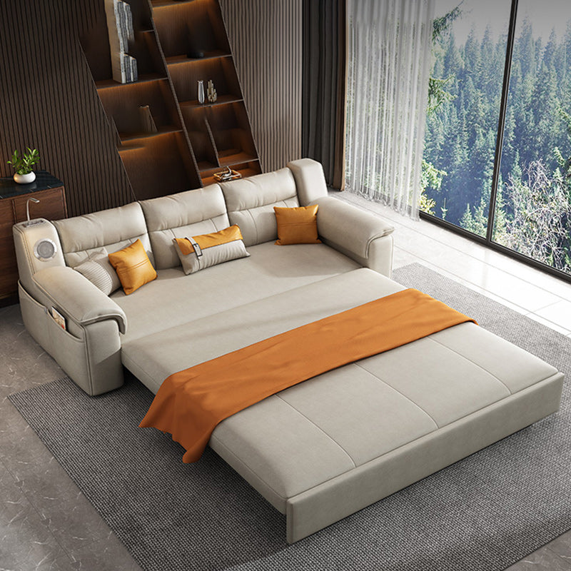 32"W Scandinavian Futon Sofa Bed Leather White Futon Sleeper Sofa Storage Not Included Sponge Clearhalo 'furn' 'furn_futons' 'Furniture' 'Futons & Daybeds' 'Futons' 'Living Room Furniture' 6811786