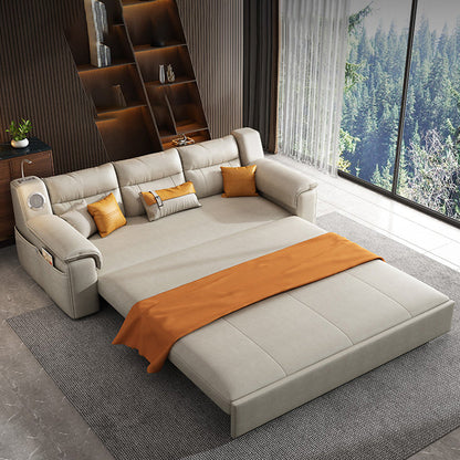 32"W Scandinavian Futon Sofa Bed Leather White Futon Sleeper Sofa Storage Not Included Sponge Clearhalo 'furn' 'furn_futons' 'Furniture' 'Futons & Daybeds' 'Futons' 'Living Room Furniture' 6811786