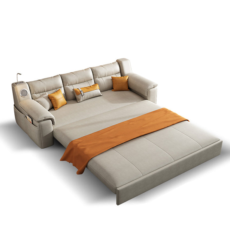 32"W Scandinavian Futon Sofa Bed Leather White Futon Sleeper Sofa Clearhalo 'furn' 'furn_futons' 'Furniture' 'Futons & Daybeds' 'Futons' 'Living Room Furniture' 6811787