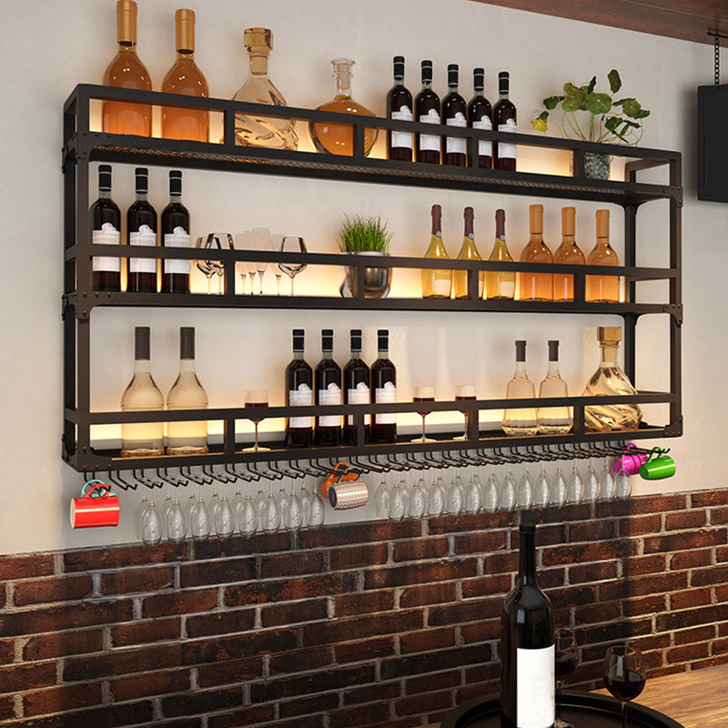 Iron Wine Rack Modern Style Wall Mounted Wine Holder Rack in Black Clearhalo 'furn' 'furn_wine_racks' 'Furniture' 'Kitchen & Dining Furniture' 'Wine Racks' 'wine_racks' 6812261