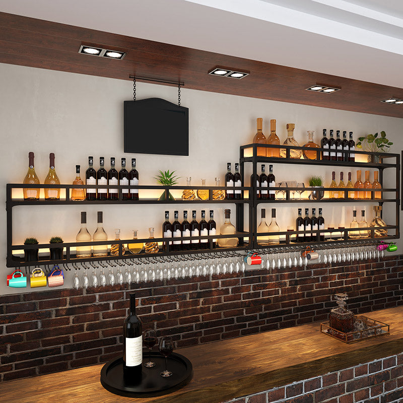 Iron Wine Rack Modern Style Wall Mounted Wine Holder Rack in Black Clearhalo 'furn' 'furn_wine_racks' 'Furniture' 'Kitchen & Dining Furniture' 'Wine Racks' 'wine_racks' 6812264