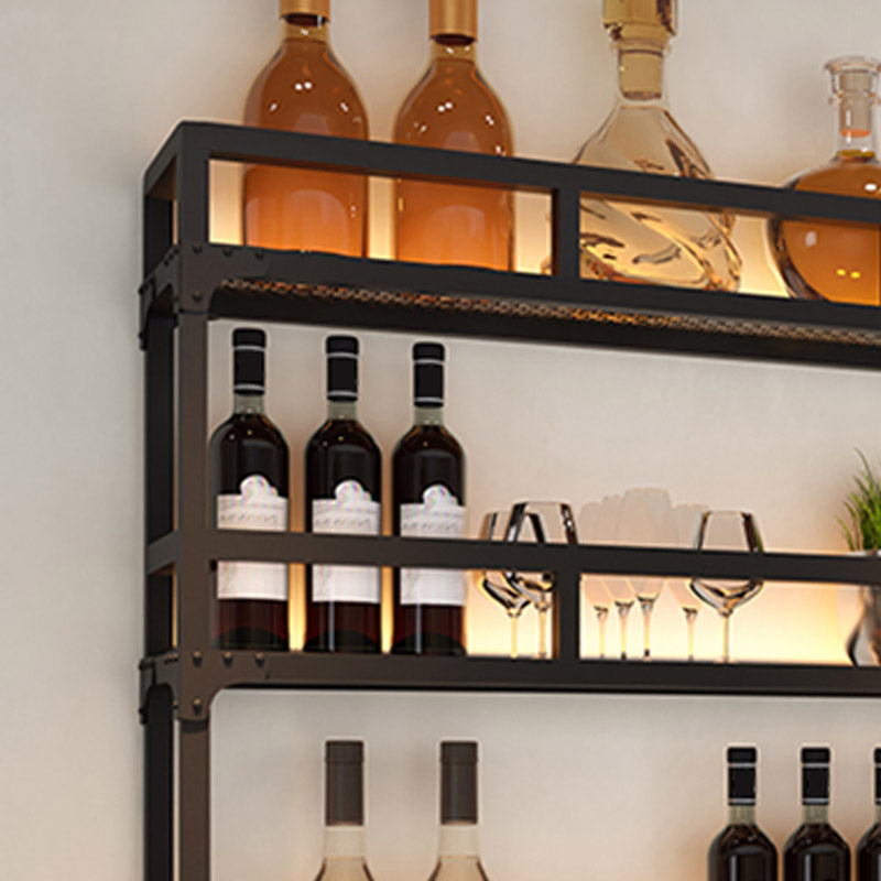 Iron Wine Rack Modern Style Wall Mounted Wine Holder Rack in Black Clearhalo 'furn' 'furn_wine_racks' 'Furniture' 'Kitchen & Dining Furniture' 'Wine Racks' 'wine_racks' 6812268