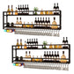Iron Wine Rack Modern Style Wall Mounted Wine Holder Rack in Black 71"L x 10"W x 21"H 2 Piece Set Clearhalo 'furn' 'furn_wine_racks' 'Furniture' 'Kitchen & Dining Furniture' 'Wine Racks' 'wine_racks' 6812269