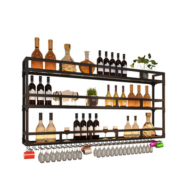 Iron Wine Rack Modern Style Wall Mounted Wine Holder Rack in Black Clearhalo 'furn' 'furn_wine_racks' 'Furniture' 'Kitchen & Dining Furniture' 'Wine Racks' 'wine_racks' 6812270