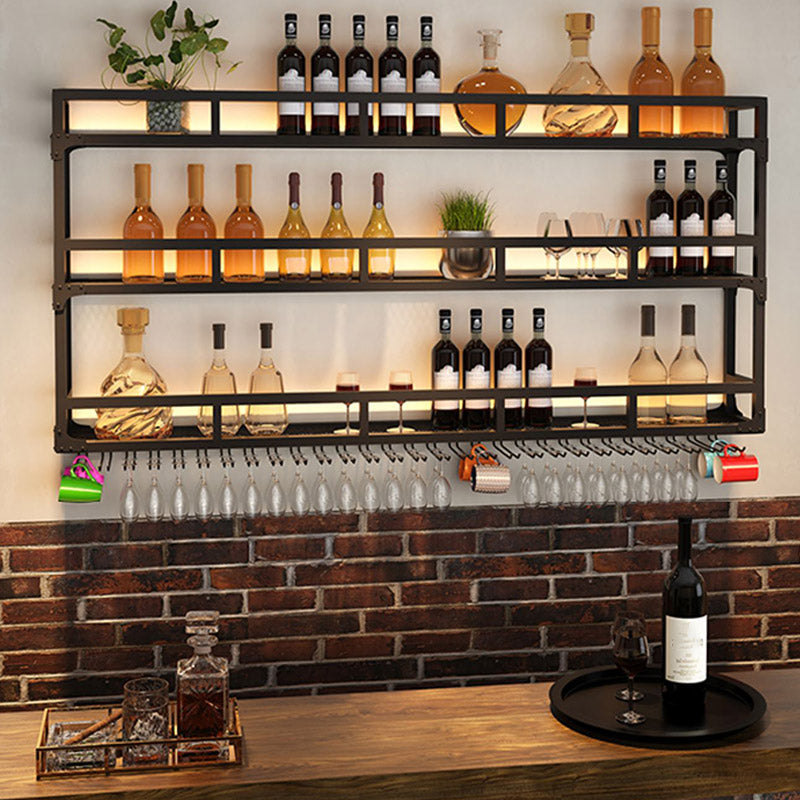 Iron Wine Rack Modern Style Wall Mounted Wine Holder Rack in Black Clearhalo 'furn' 'furn_wine_racks' 'Furniture' 'Kitchen & Dining Furniture' 'Wine Racks' 'wine_racks' 6812272
