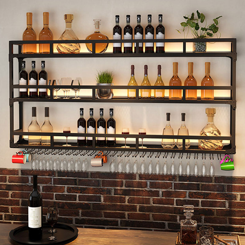 Iron Wine Rack Modern Style Wall Mounted Wine Holder Rack in Black Clearhalo 'furn' 'furn_wine_racks' 'Furniture' 'Kitchen & Dining Furniture' 'Wine Racks' 'wine_racks' 6812274