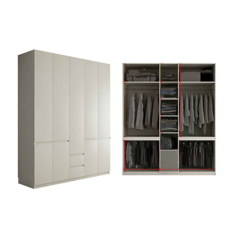 Wood Wardrobe Cabinet with Shelves Hinged Wardrobe Armoire for Home