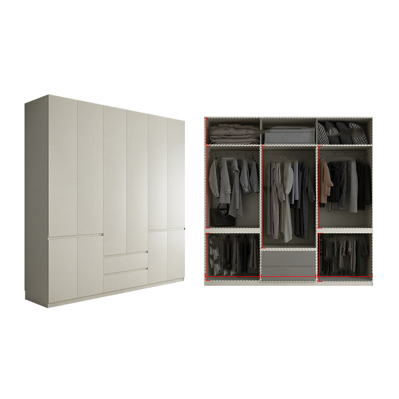 Wood Wardrobe Cabinet with Shelves Hinged Wardrobe Armoire for Home