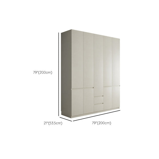 Wood Wardrobe Cabinet with Shelves Hinged Wardrobe Armoire for Home