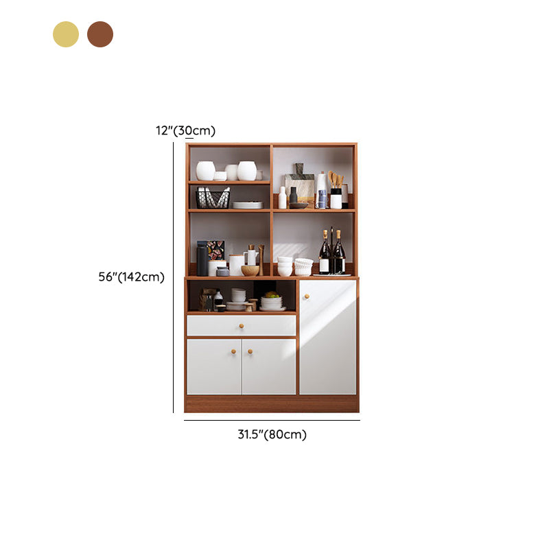 Server in stile contemporaneo di credenza in legno con armadi e cassetti