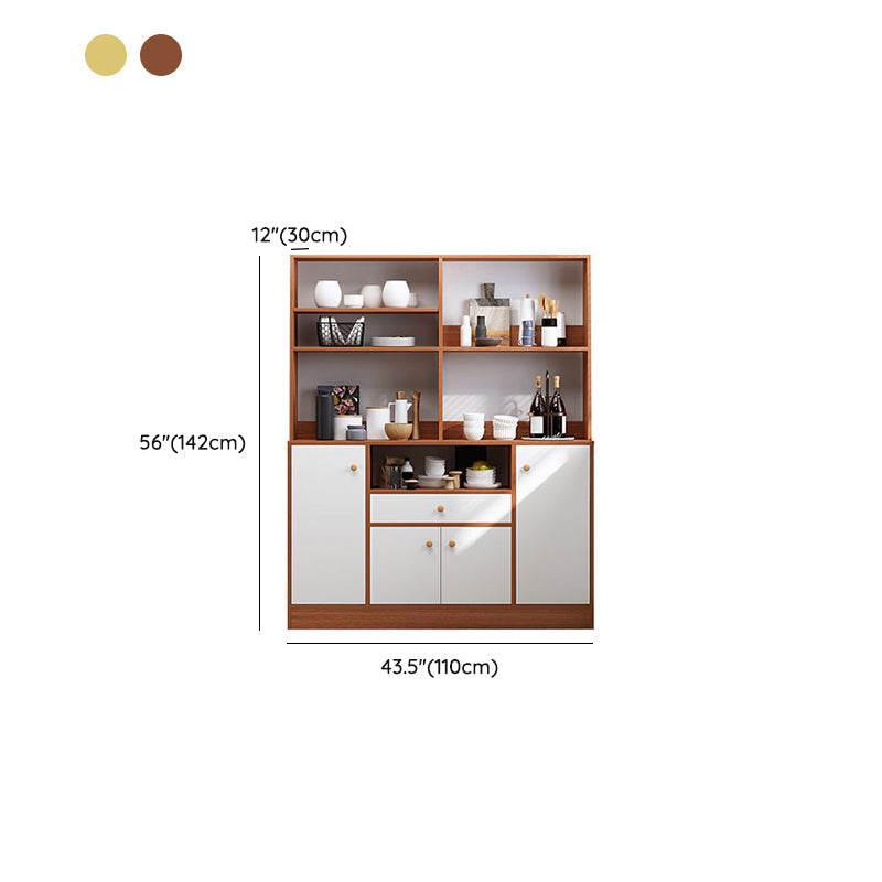 Server in stile contemporaneo di credenza in legno con armadi e cassetti