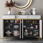 Credenza a buffet in legno di credenza in stile glam con armadi e cassetti