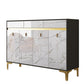Credenza a buffet in legno di credenza in stile glam con armadi e cassetti
