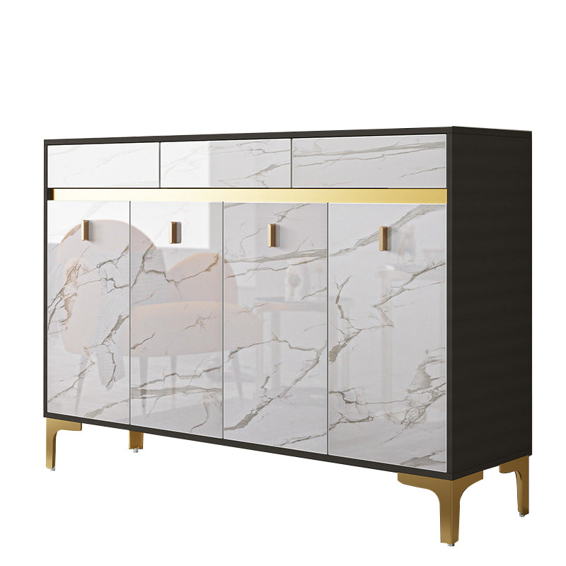 Credenza a buffet in legno di credenza in stile glam con armadi e cassetti