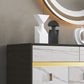 Credenza a buffet in legno di credenza in stile glam con armadi e cassetti