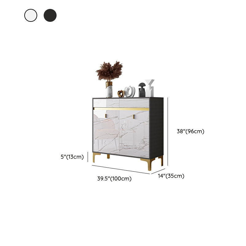 Credenza a buffet in legno di credenza in stile glam con armadi e cassetti