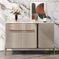 Stone Credenza Contemporary Style Adjustable Shelving Server with Cabinets and Drawers 39"L x 14"W x 37"H Clearhalo 'buffet_sideboard' 'Buffets & Sideboards' 'furn' 'furn_buffet_sideboard' 'Furniture' 'Kitchen & Dining Furniture' 6812644