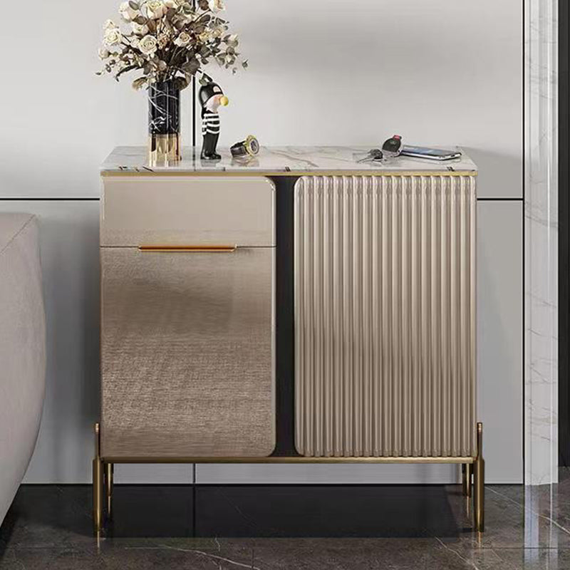 Stone Credenza Contemporary Style Adjustable Shelving Server with Cabinets and Drawers 31"L x 14"W x 37"H Clearhalo 'buffet_sideboard' 'Buffets & Sideboards' 'furn' 'furn_buffet_sideboard' 'Furniture' 'Kitchen & Dining Furniture' 6812646