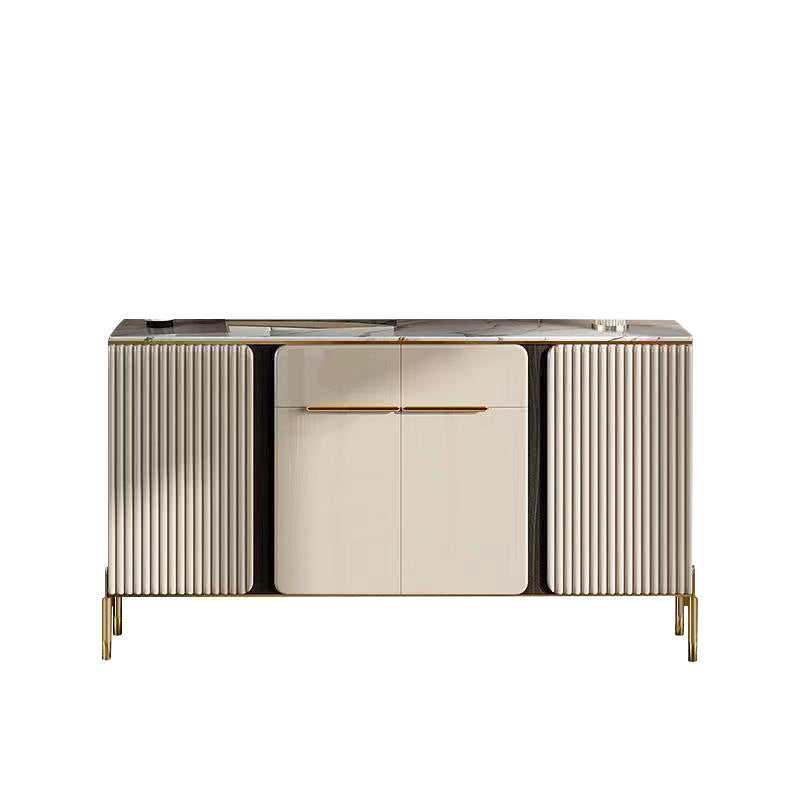 Stone Credenza Contemporary Style Adjustable Shelving Server with Cabinets and Drawers Clearhalo 'buffet_sideboard' 'Buffets & Sideboards' 'furn' 'furn_buffet_sideboard' 'Furniture' 'Kitchen & Dining Furniture' 6812649