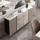 Stone Credenza Contemporary Style Adjustable Shelving Server with Cabinets and Drawers Clearhalo 'buffet_sideboard' 'Buffets & Sideboards' 'furn' 'furn_buffet_sideboard' 'Furniture' 'Kitchen & Dining Furniture' 6812653