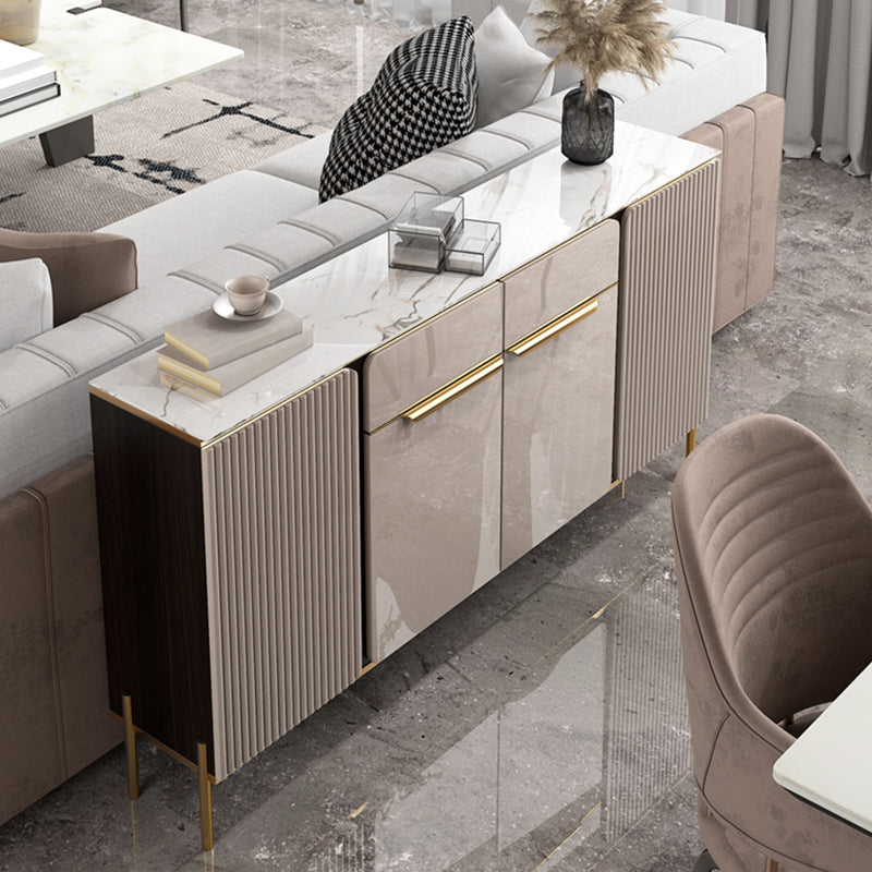 Stone Credenza Contemporary Style Adjustable Shelving Server with Cabinets and Drawers Clearhalo 'buffet_sideboard' 'Buffets & Sideboards' 'furn' 'furn_buffet_sideboard' 'Furniture' 'Kitchen & Dining Furniture' 6812653