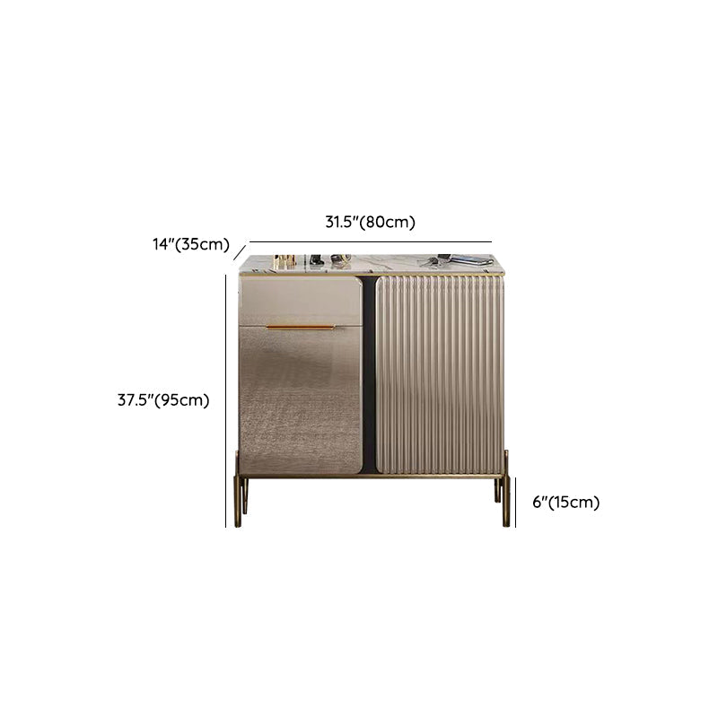Stone Credenza Contemporary Style Adjustable Shelving Server with Cabinets and Drawers Clearhalo 'buffet_sideboard' 'Buffets & Sideboards' 'furn' 'furn_buffet_sideboard' 'Furniture' 'Kitchen & Dining Furniture' 6812655