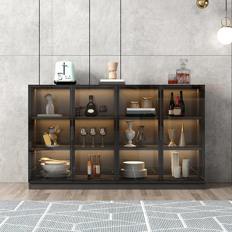 Contemporary Style Sideboard Wood Glass Doors Side Board with Cabinets Clearhalo 'buffet_sideboard' 'Buffets & Sideboards' 'furn' 'furn_buffet_sideboard' 'Furniture' 'Kitchen & Dining Furniture' 6812717
