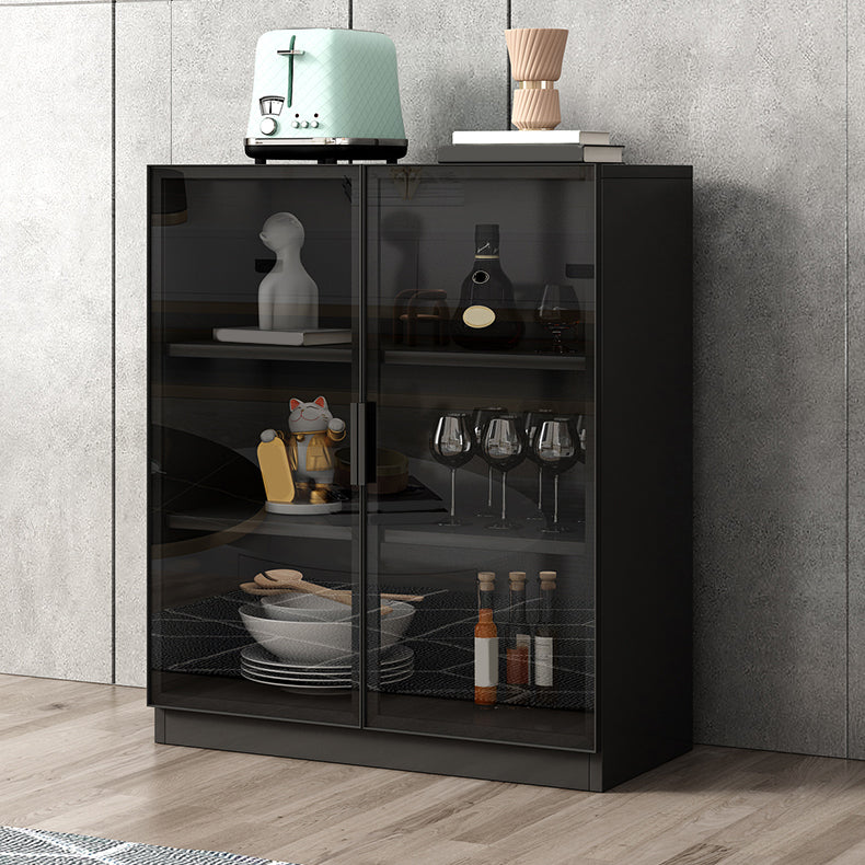 Contemporary Style Sideboard Wood Glass Doors Side Board with Cabinets Clearhalo 'buffet_sideboard' 'Buffets & Sideboards' 'furn' 'furn_buffet_sideboard' 'Furniture' 'Kitchen & Dining Furniture' 6812722