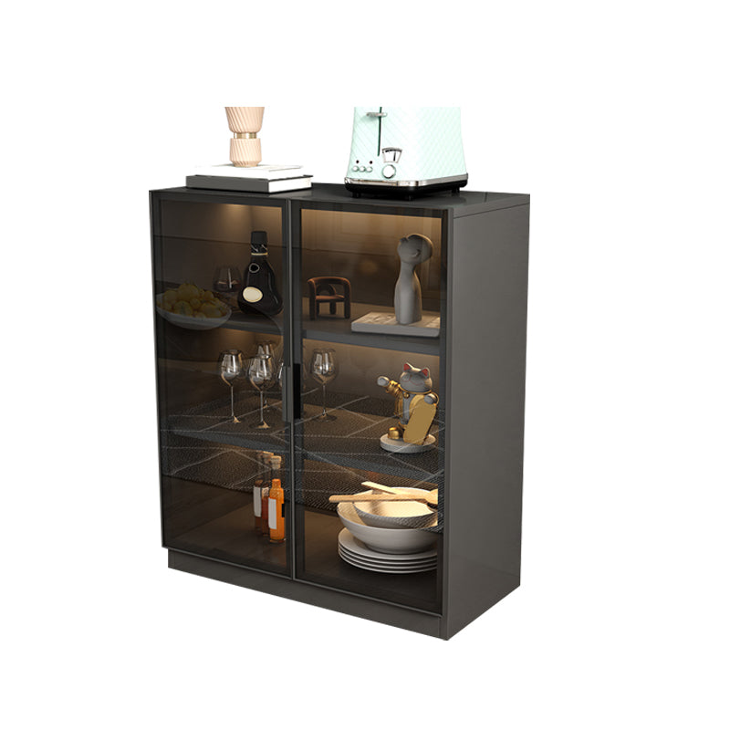 Contemporary Style Sideboard Wood Glass Doors Side Board with Cabinets 28"L x 14"W x 37"H Clearhalo 'buffet_sideboard' 'Buffets & Sideboards' 'furn' 'furn_buffet_sideboard' 'Furniture' 'Kitchen & Dining Furniture' 6812724