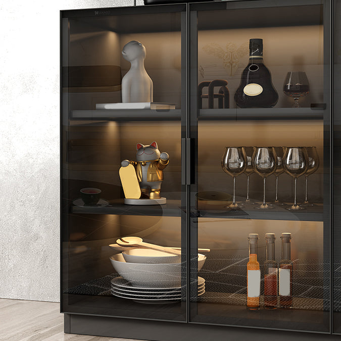 Contemporary Style Sideboard Wood Glass Doors Side Board with Cabinets Clearhalo 'buffet_sideboard' 'Buffets & Sideboards' 'furn' 'furn_buffet_sideboard' 'Furniture' 'Kitchen & Dining Furniture' 6812727