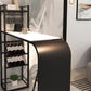 Contemporary Bar Table Stone Rectangle Bar Dining Table with Storage Shelf