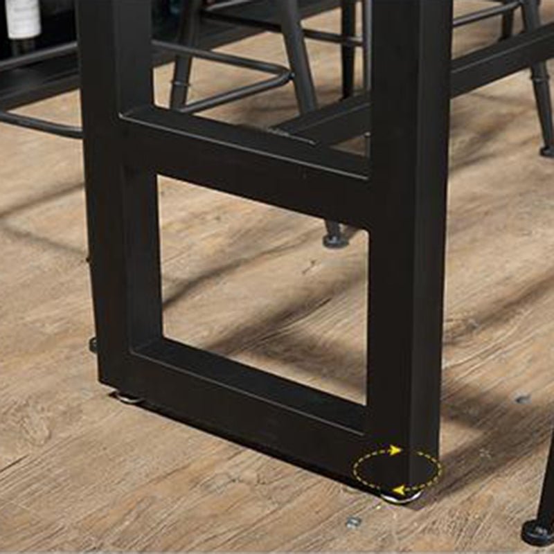 Mesa de bar rectangular contemporánea, mesa de comedor de madera maciza con base de caballete