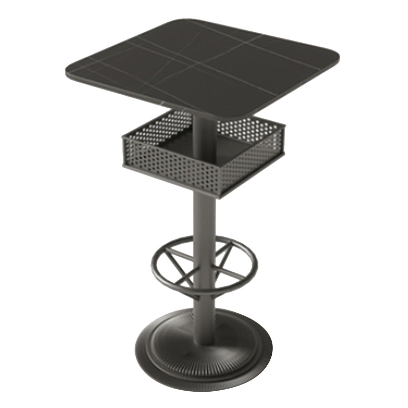 Industrial Style Bar Wine Table Black Bar Dining Table with Storage Stone Square Without Chairs Clearhalo 'Bar Furniture' 'Bar Tables' 'bar_tables' 'furn' 'furn_bar_tables' 'Furniture' 'Kitchen & Dining Furniture' 6812812