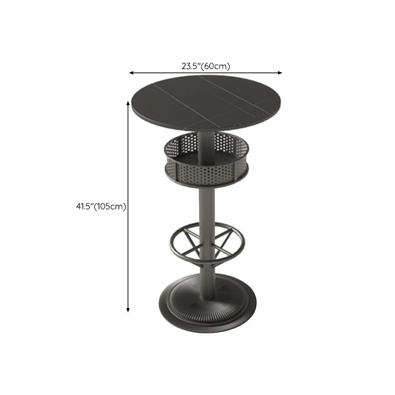 Industrial Style Bar Wine Table Black Bar Dining Table with Storage Clearhalo 'Bar Furniture' 'Bar Tables' 'bar_tables' 'furn' 'furn_bar_tables' 'Furniture' 'Kitchen & Dining Furniture' 6812820