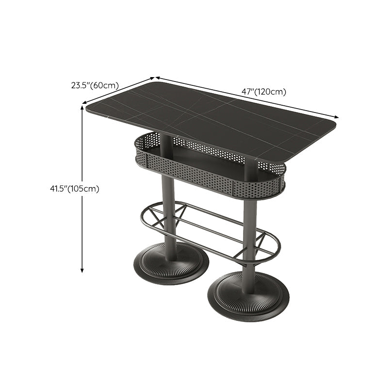 Industrial Style Bar Wine Table Black Bar Dining Table with Storage Clearhalo 'Bar Furniture' 'Bar Tables' 'bar_tables' 'furn' 'furn_bar_tables' 'Furniture' 'Kitchen & Dining Furniture' 6812822