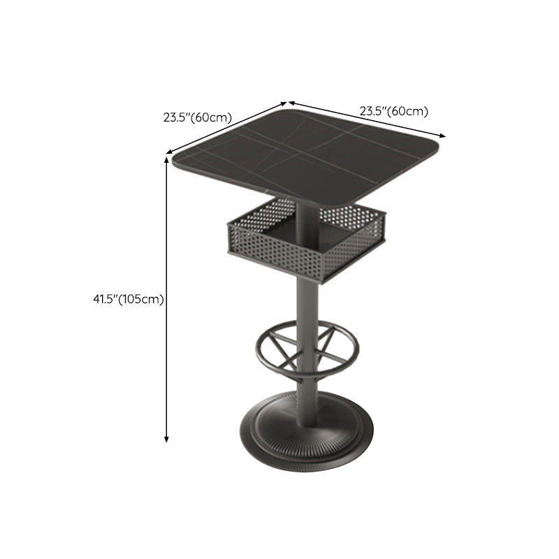 Industrial Style Bar Wine Table Black Bar Dining Table with Storage Clearhalo 'Bar Furniture' 'Bar Tables' 'bar_tables' 'furn' 'furn_bar_tables' 'Furniture' 'Kitchen & Dining Furniture' 6812824