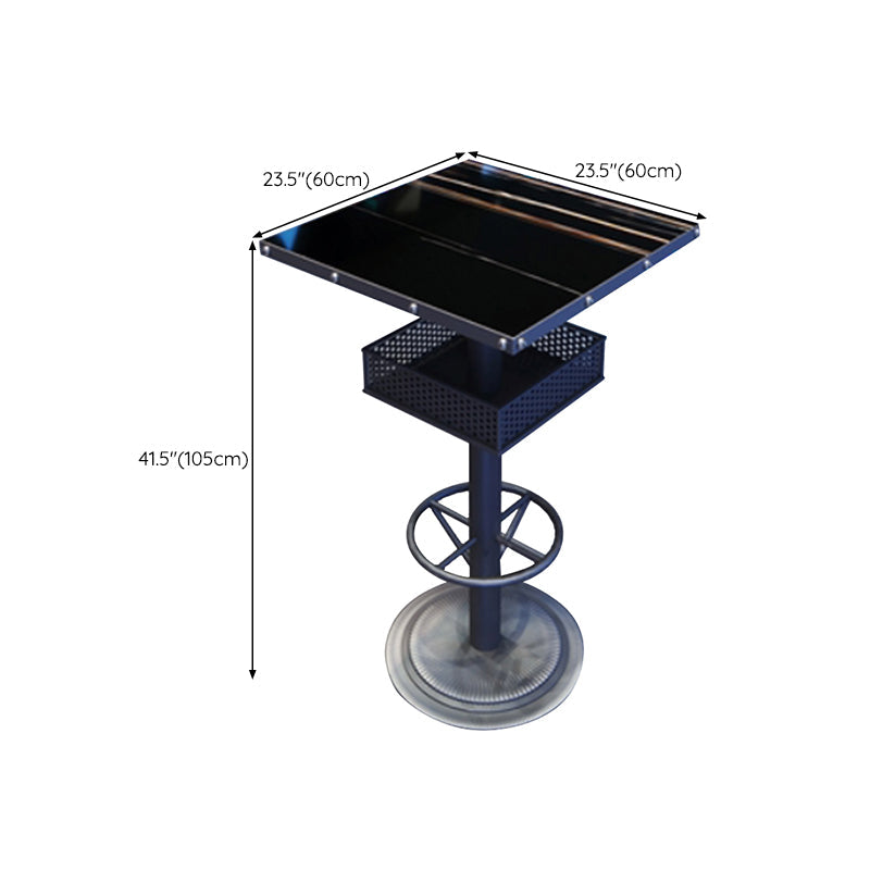 Industrial Style Bar Wine Table Black Bar Dining Table with Storage Clearhalo 'Bar Furniture' 'Bar Tables' 'bar_tables' 'furn' 'furn_bar_tables' 'Furniture' 'Kitchen & Dining Furniture' 6812825