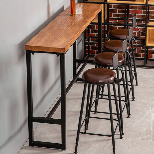 産業長方形のバーテーブルソリッドウッド架台ベースバーダイニングテーブル