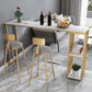 Mesa de bar rectangular de estilo industrial, mesa de comedor con barra de pedestal doble de mármol sintético