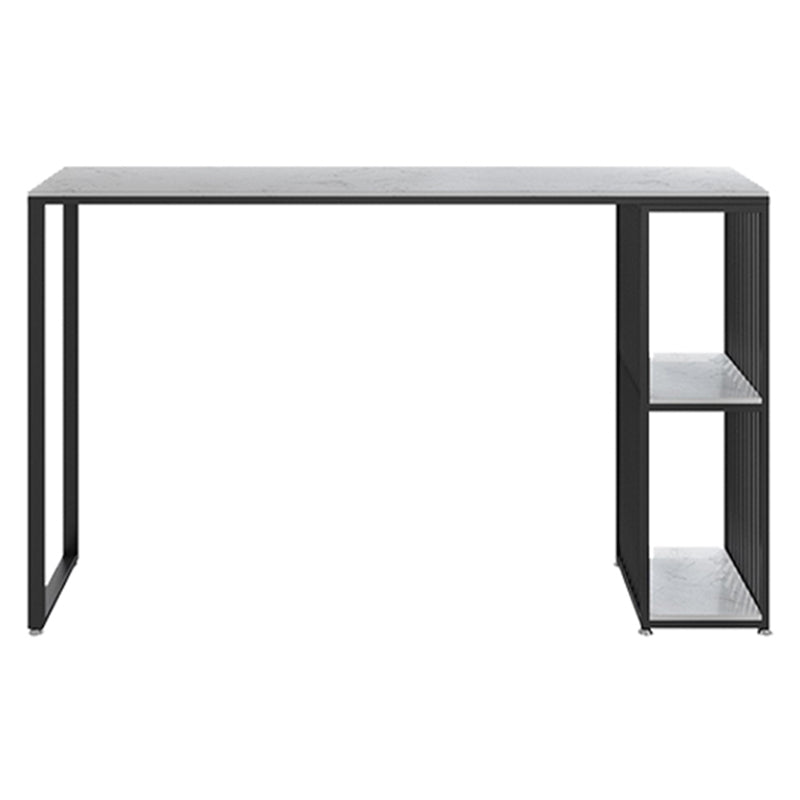 Mesa de bar rectangular de estilo industrial, mesa de comedor con barra de pedestal doble de mármol sintético