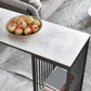 Mesa de bar rectangular de estilo industrial, mesa de comedor con barra de pedestal doble de mármol sintético