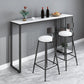 Mesa de bar rectangular de estilo industrial, mesa de comedor con barra de pedestal doble de mármol sintético