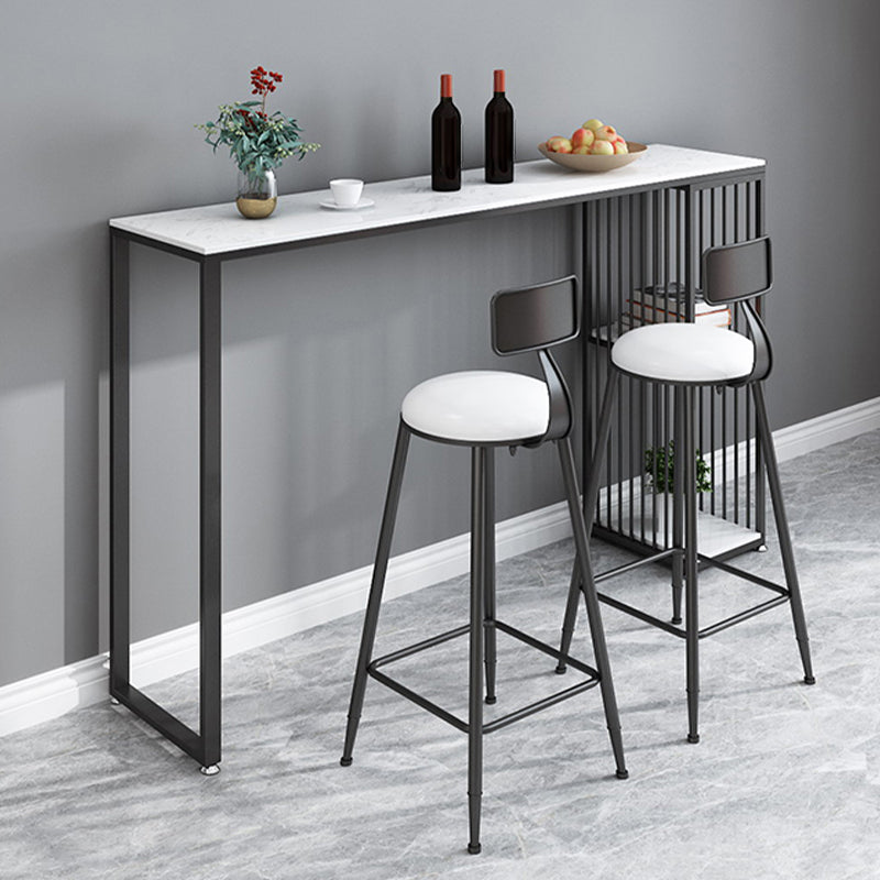 Mesa de bar rectangular de estilo industrial, mesa de comedor con barra de pedestal doble de mármol sintético