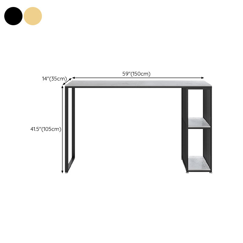Mesa de bar rectangular de estilo industrial, mesa de comedor con barra de pedestal doble de mármol sintético