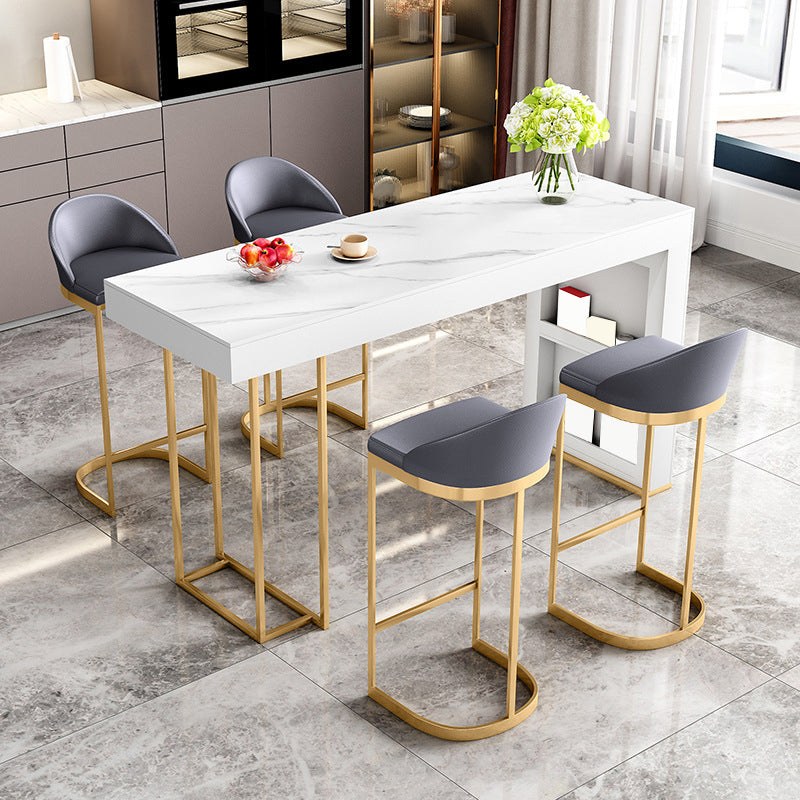 Contemporary Style Rectangle Bar Table Stone Fixed Bistro Bar Desk 63"L x 23.6"W x 41.3"H Without Chairs Clearhalo 'Bar Furniture' 'Bar Tables' 'bar_tables' 'furn' 'furn_bar_tables' 'Furniture' 'Kitchen & Dining Furniture' 6812914