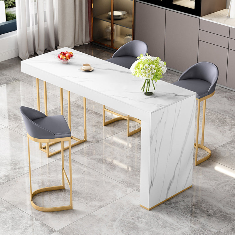 Contemporary Style Rectangle Bar Table Stone Fixed Bistro Bar Desk 55.1"L x 23.6"W x 41.3"H Without Chairs Clearhalo 'Bar Furniture' 'Bar Tables' 'bar_tables' 'furn' 'furn_bar_tables' 'Furniture' 'Kitchen & Dining Furniture' 6812917